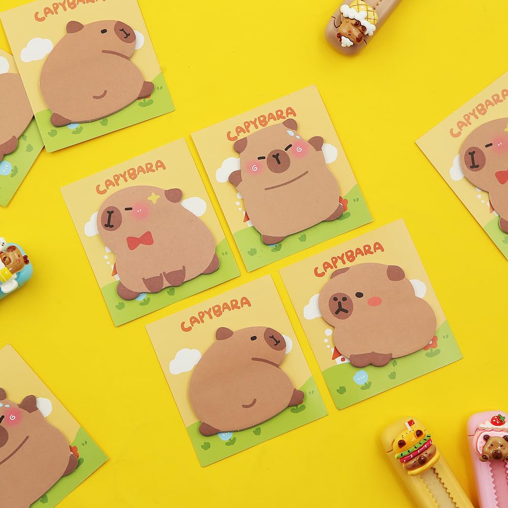 240Pcs Capybara Sticky Notes, Kawaii Shy Little Capybara Sticky Tabs, Self-Stick Pads, Cute Memo Notes - Image 3