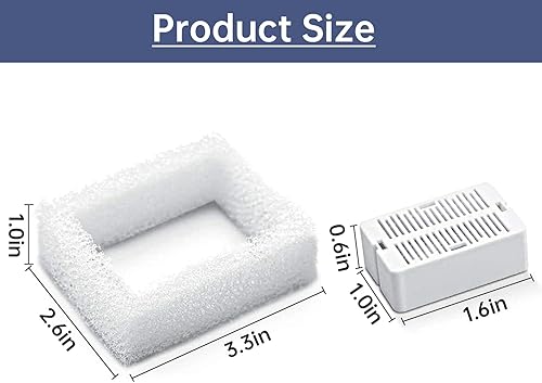 Miniatura 6 de Filtros de repuesto para fuente de agua para gatos, paquete de 16 filtros de carbono para fuentes de agua para gatos y 4 filtros de espuma para