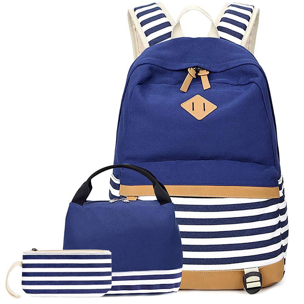 blue striped backpack