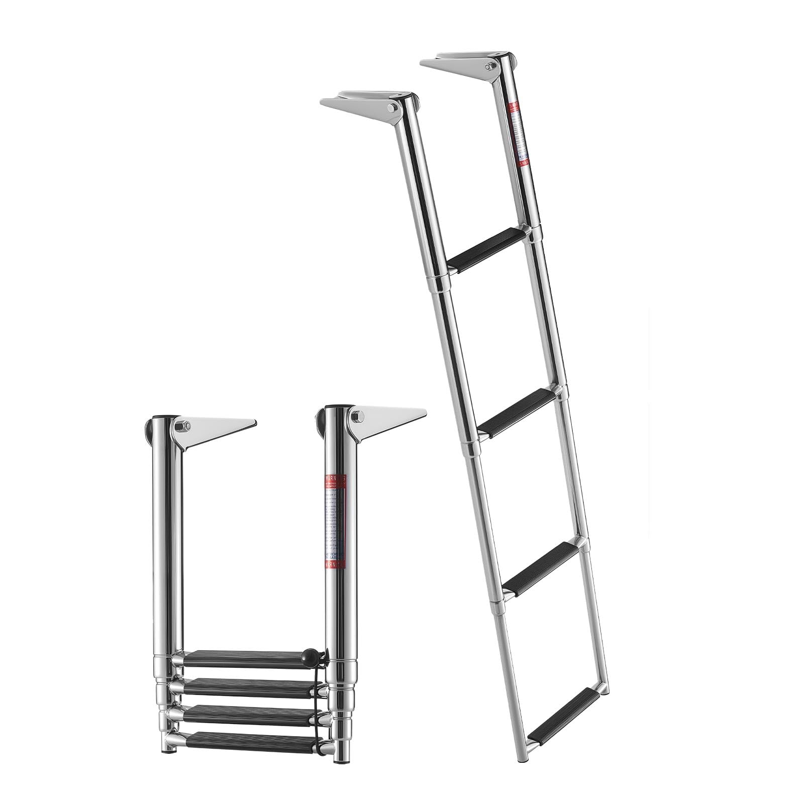 VEVOR Échelle de Bateau 4 Marches en Acier Inoxydable, Échelle de Baignade Télescopique et Pliante pour Bateau Hors-Bord, Yacht, Ponton et Piscine, Capacité de Charge 408,23 kg, Marches Antidérapantes