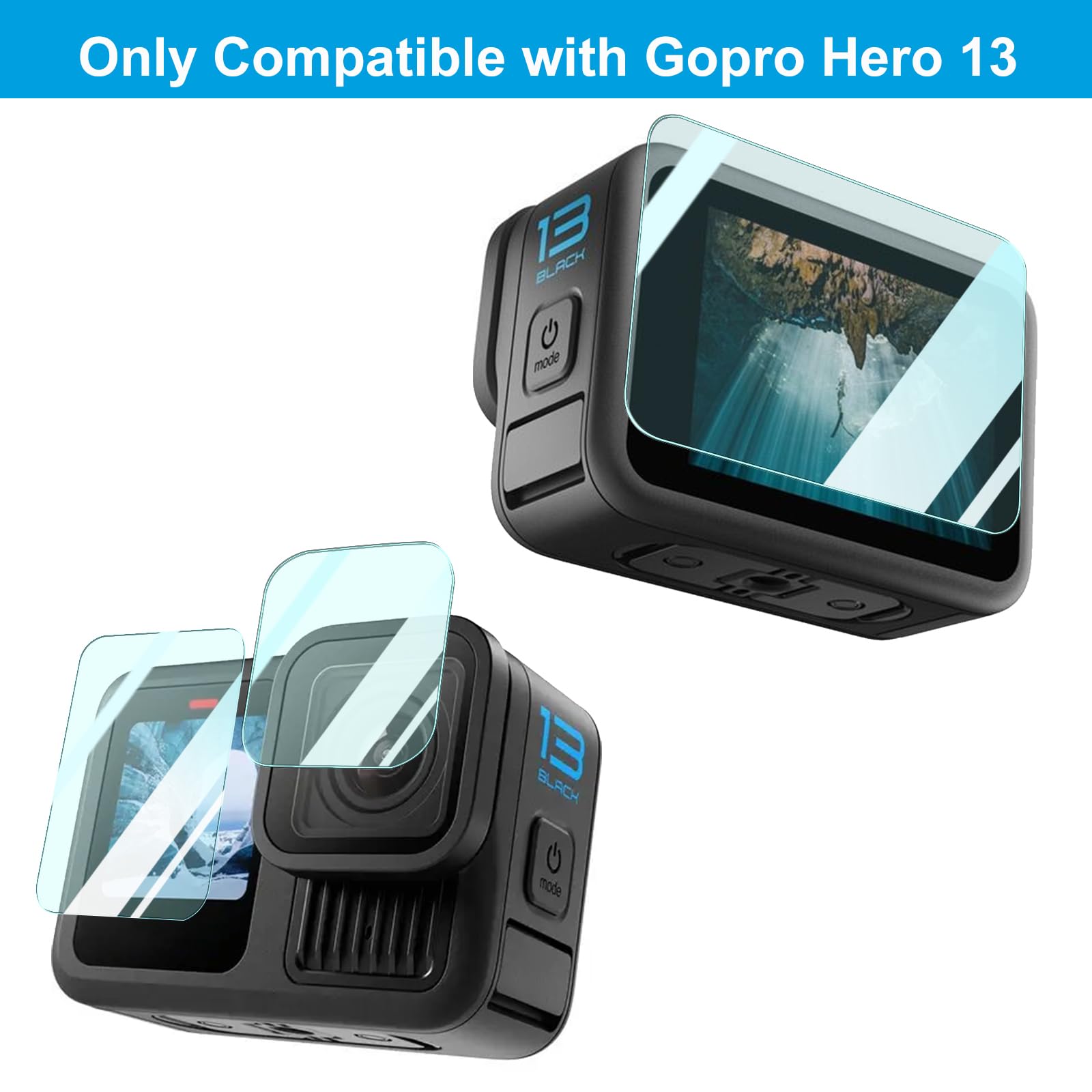 BMUUPY Kit di accessori compatibile con GoPro Hero 13 Black Action Camera Set Custodia impermeabile in protettiva ventosa supporto per bicicletta filtro subacqueo compatibile con GoPro13
