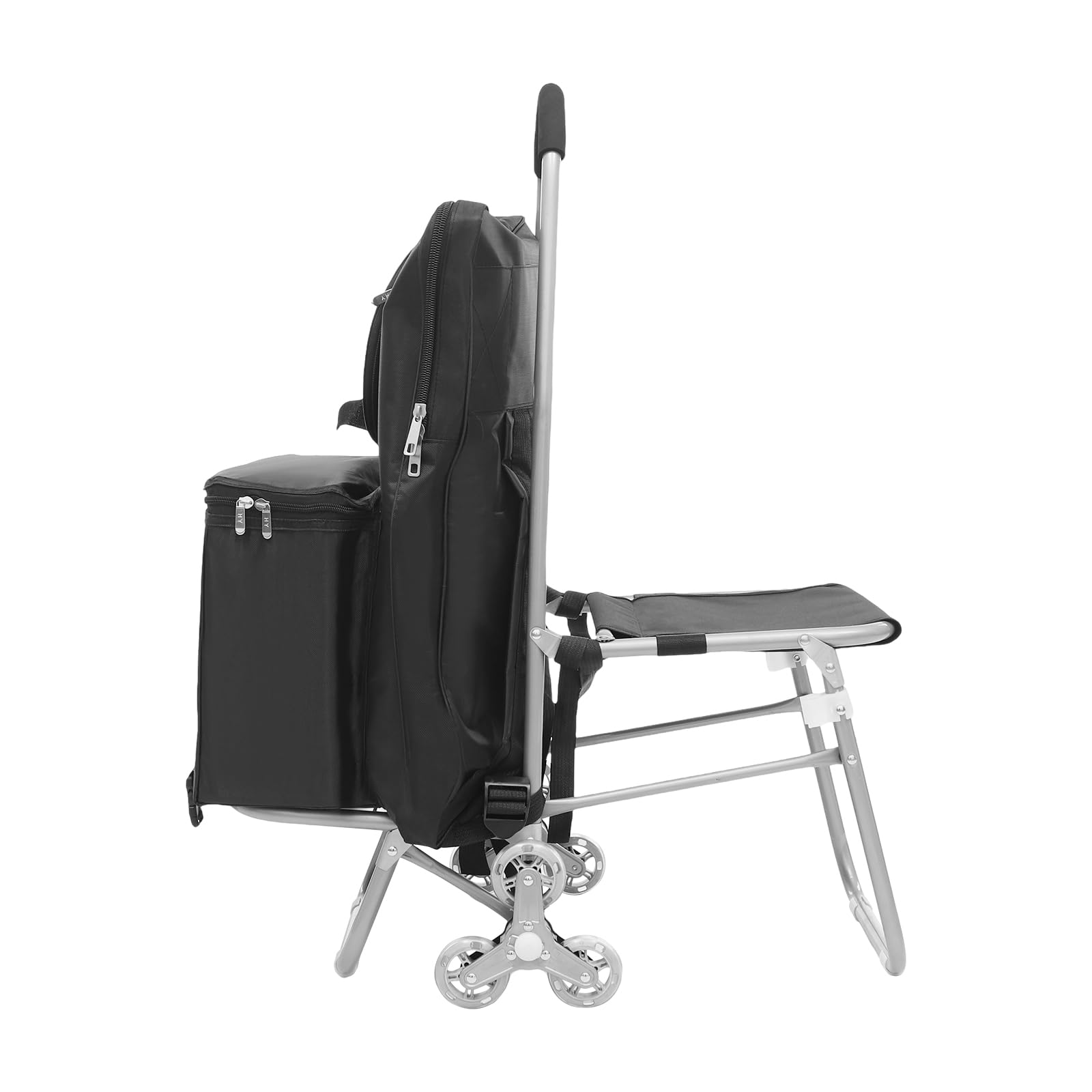 Chariot d'art d'extérieur avec sac à dessin | Design à 3 roues pour escaliers et routes | Studio de peinture mobile (noir) | Acier + tissu Oxford | 43 x 93 cm | Idéal pour la peinture en plein air et