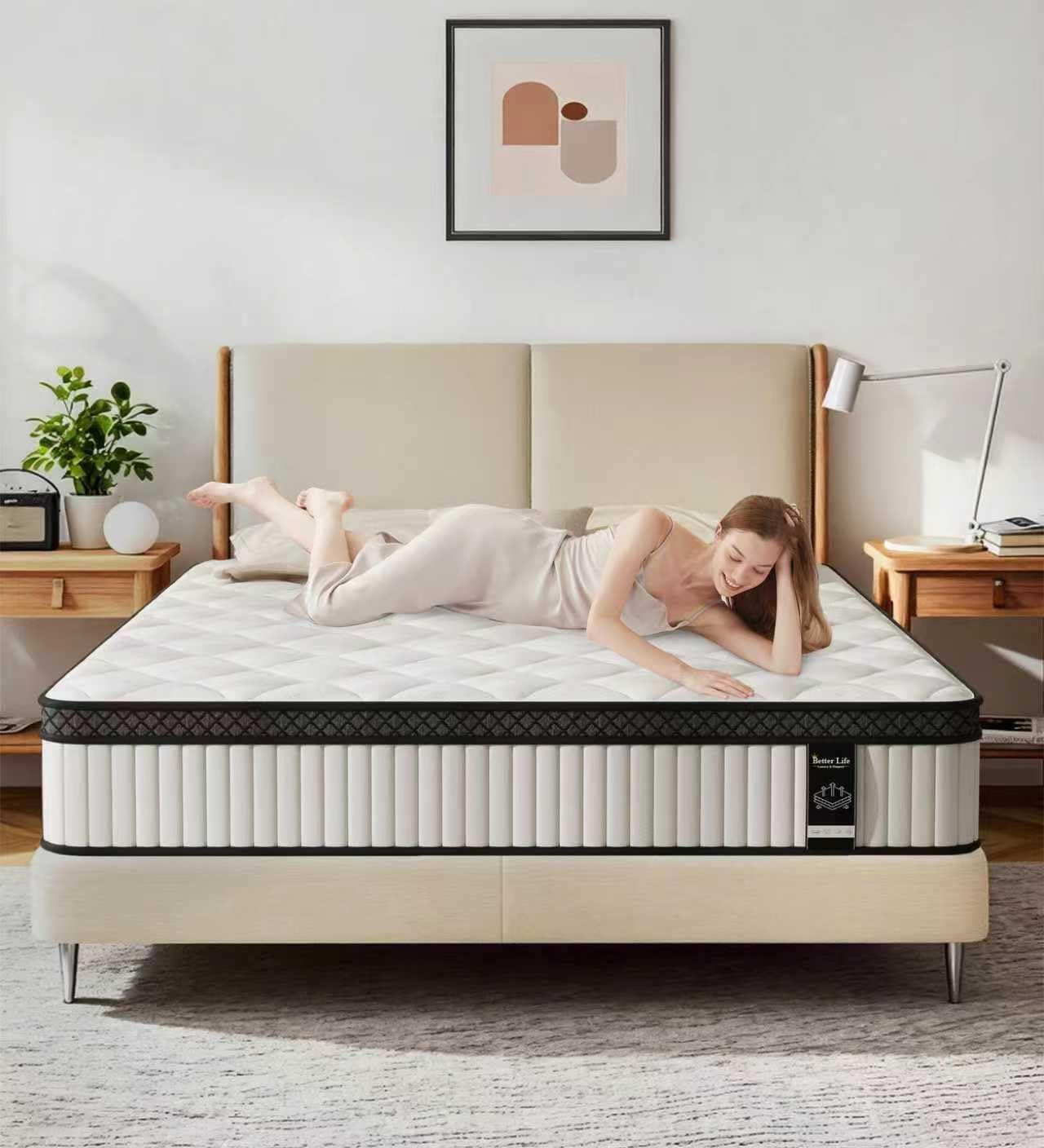 Full Mattress,10 Inch Hybrid Bed in a Box,Gel Memory Foam and Individually Wrapped Springs Provide Pressure Relief and Motion Isolation,Medium Firm with Edge Support,White Mattresses
