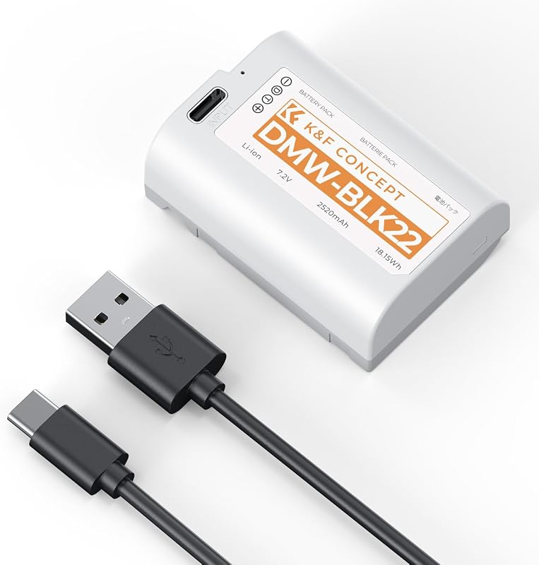 2520mAh DMW-BLK22 Battery, USB-C 2.5H Full Charged BLK22 Battery Compatible with Panasonic LUMIX S5, S5II, GH6, GH5, G5 II, S5 IIX, GH7, S9, G9 II