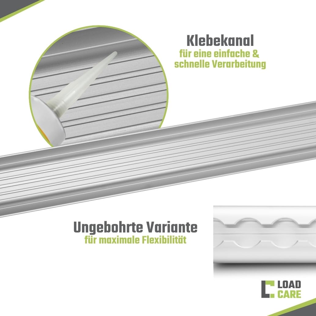 Airlineschiene Halbrund Slim Aluminium eloxiert ungebohrt – Zurrschiene 1 m / 2 m – Zurrleiste für Camper, PKW, LKW, Anhänger – schmal, korrosionsbeständig & hochwertig verarbeitet (2 m)