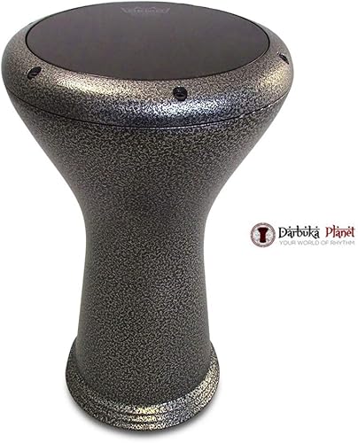 Miniatura 2 de 17" Percussion" Gawharet El Fan Pro Metal Darbuka Drum Doumbek (negroplateado + Remo Black Mist)