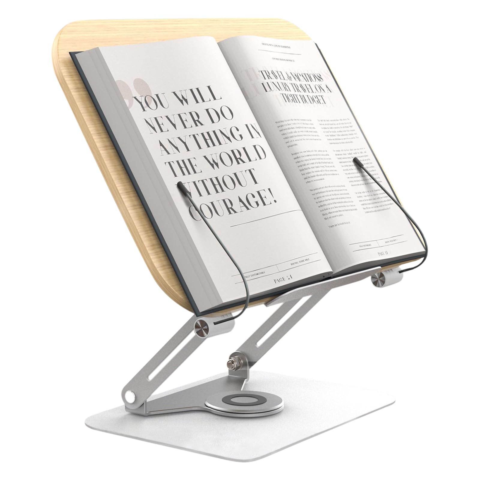 Gwezmxs Atril para Libros, 360° Ajustable Madera Soporte para Libros Leer, Plegable Atril Lectura, Book Stand Holder