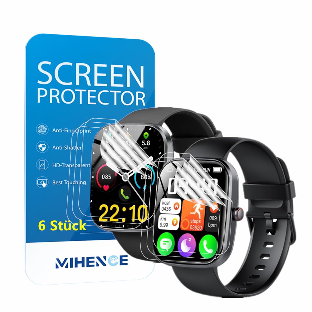 MIHENCE Screen Protector Compatible for Soudorv 1.91'' Smartwatch T70, TPU HD Screen Protector for T70 1.91 Inch Smartwatch [Pack of 6]