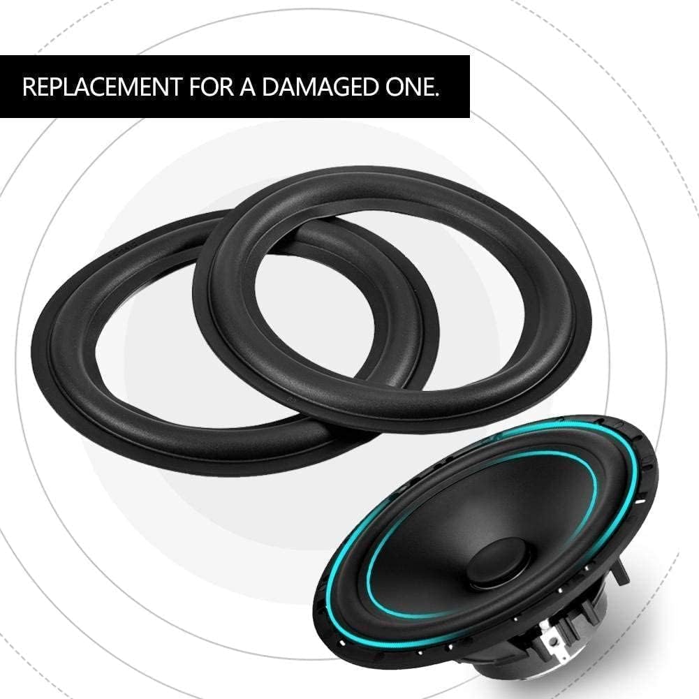 Zerone Altoparlante Riparazione Perforata Bordo Surround Kit Ricambio 2pcs 6 Pollici / 156mm Gomma Nero
