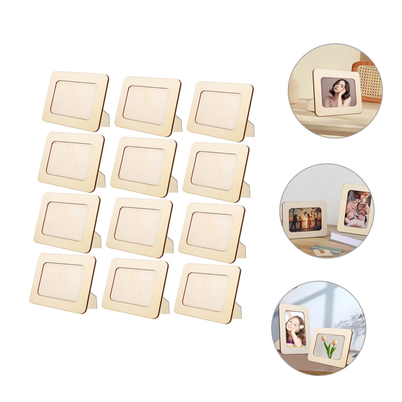 Cornici per Foto Cornice per Foto da Tavolo Protettiva 12 Pezzi in Legno Grezzo Stabile e Facile da Personalizzare per Progetti Diy Decorazione Camera da Letto