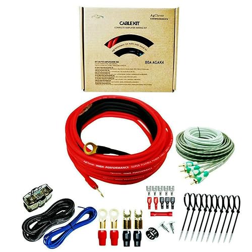 AgClover Kit de cableado de instalación de amplificador CCA de calibre 4, manejo de potencia de 1000 W, kit completo de sistema de audio de