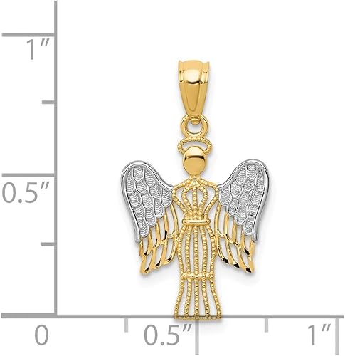 Miniatura 3 de Collar con dije de ángel de oro amarillo de 14 quilates joyería fina religiosa para mujer regalos para ella Piedra