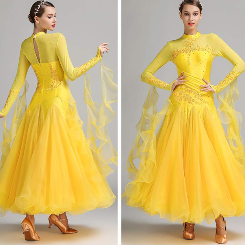 Abiti da Ballo Standard Nazionali per Donne Moderno Competizione Vestito Sala da Ballo Gonna Elastica Prestazioni del Valzer Tango Costumi Grande Swing Tulle