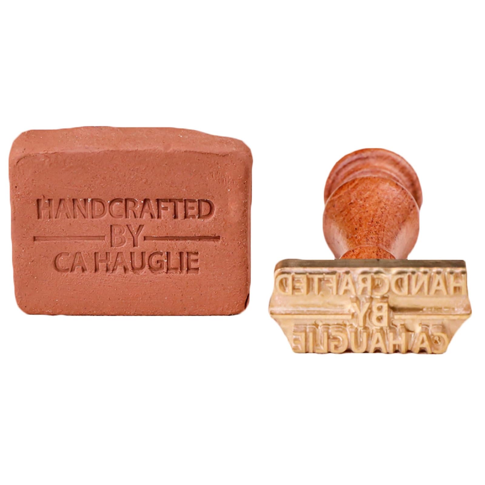 Timbro in argilla personalizzato, timbro in ottone personalizzato for ceramica, strumento for impronte creative con manico in legno cartello(2 Inches)