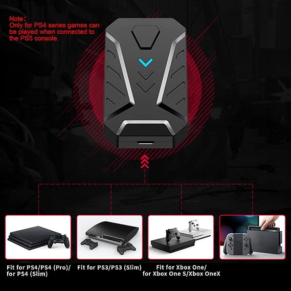 Keyboard Mouse Converter, Portable USB C Keyboard and Mouse Adapter Delay Game Controllers Adapter Converter for PS3/for/for 360/for ONE