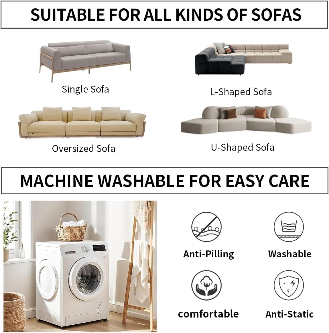 ソファプロテクター モダンソファクッションプロテクター（90 x 180 cm / 35.4 x 70.9インチ）