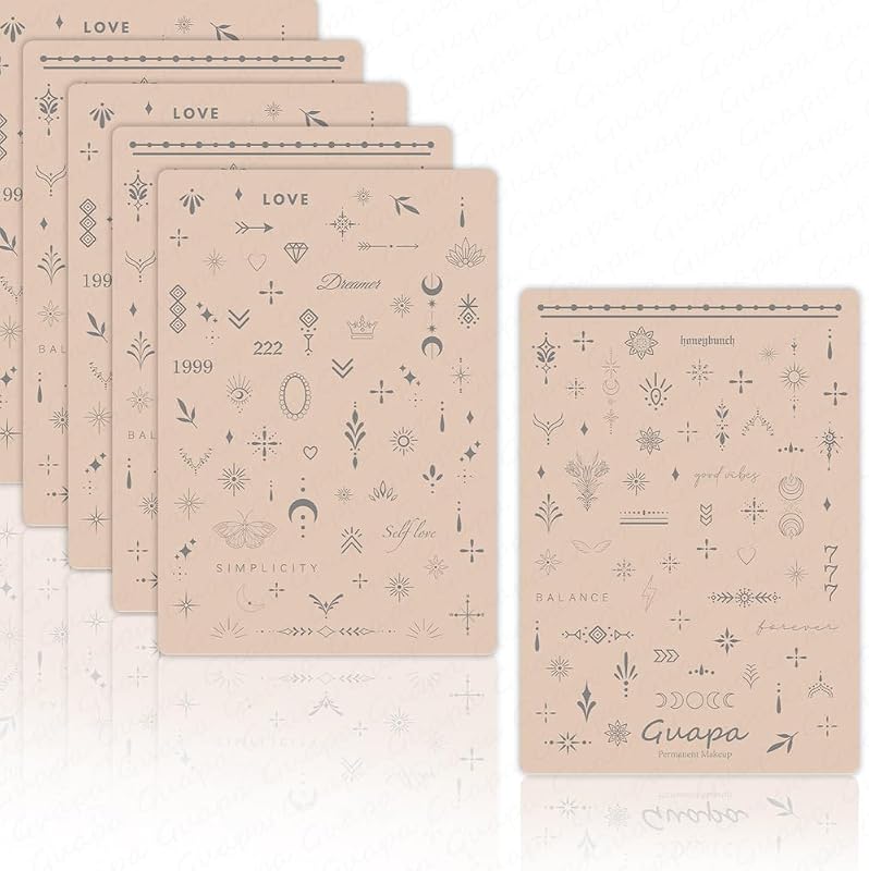 Rasmet 3 unidades de pele de treino de silicone para tatuagem, 1,5 mm, dupla face, com desenhos cinza pré-impressos