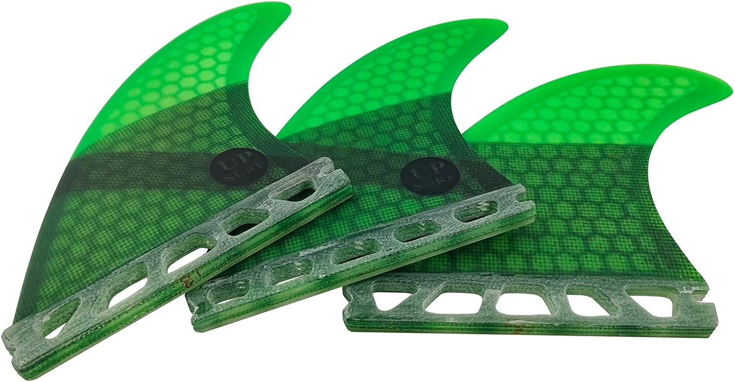 UPSURF Surfboard fin Single Tab Fin Medium Size, G5 tri Fin (Green G5)