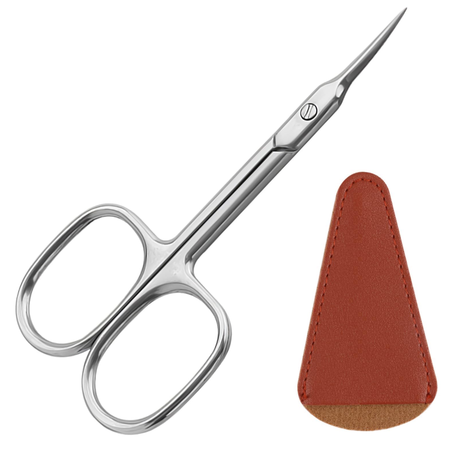 Tijeras Cuticulas Profesionales, Tijeras Cortar Uñas Belleza Curva Extra Afiladas Punta Fina Cortacuticulas Acero Inoxidable para Cejas Uñas Vello Facial Bigote Nariz Piel Muerta Pestañas Manicura