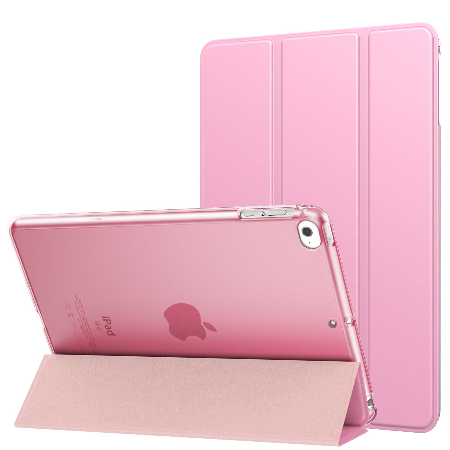 MoKo Case Fit New iPad Mini 5 2019/Mini 4 2015 (5th/4th Generation 7.9 inch), Slim Lightweight Smart Shell Stand Cover with Translucent Frosted Back Protector, with Auto Wake/Sleep, Flowers Pink