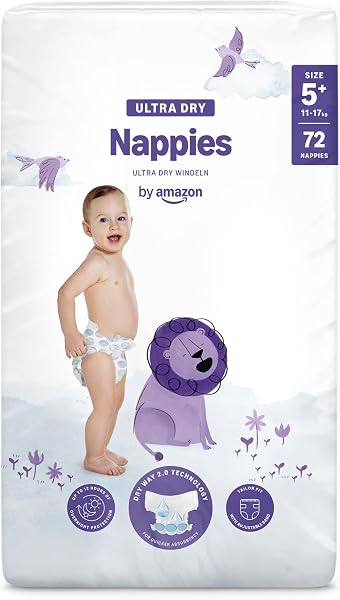 By Amazon - 72 Couches Ultra Absorbantes - Taille 5+ (11-17kg) (Anciennement une Marque Mama Bear, Même Produit)