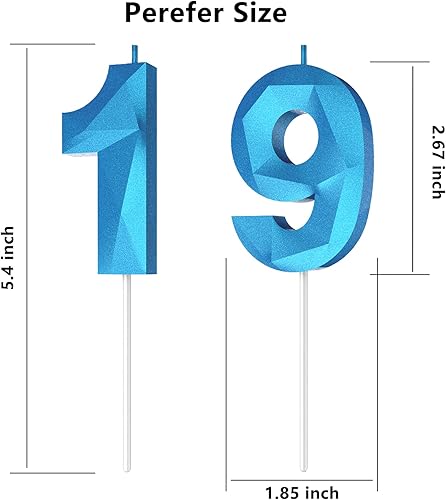 Miniatura 350 de Velas de cumpleaños con número (4 velas rojas) 3D con forma de diamante número Happy Birthday Cake Velas para fiesta de cumpleaños, boda, decoración