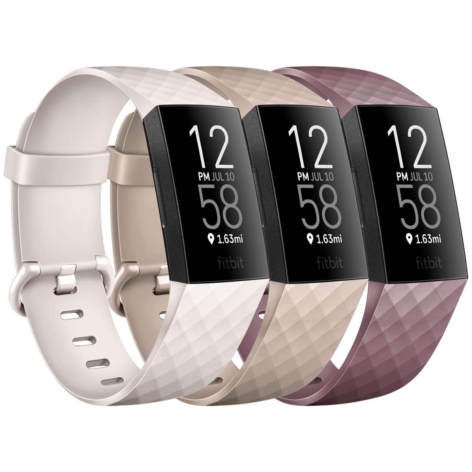 3 Pack Sport Bands Compatible with Fitbit Charge 4 Bands Women Men, Soft Silicone Adjustable Replacement Straps Wristbands for Fitbit Charge 4 /