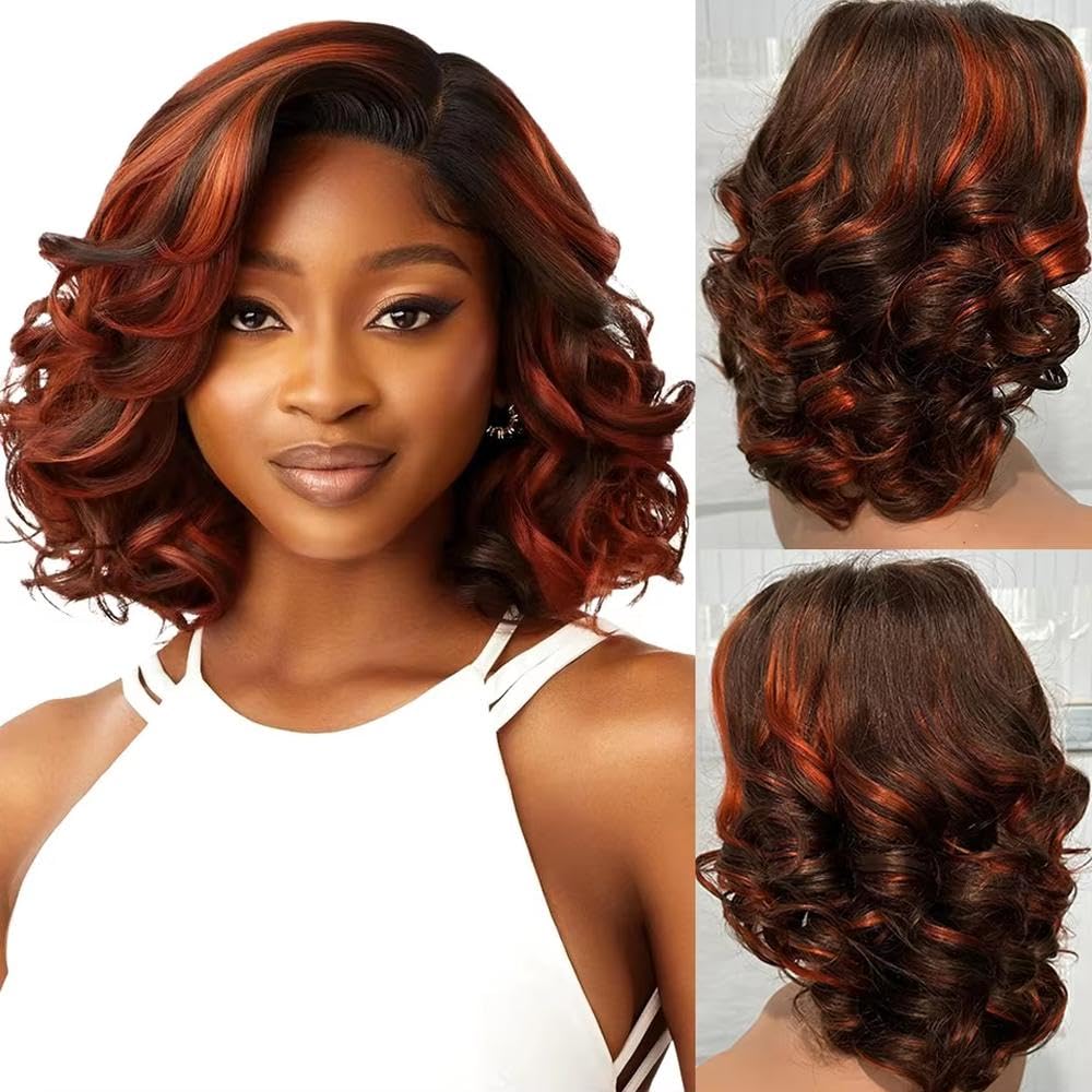 Accessori Parrucche Capelli Della Malesia 250 Densità 27 Ombre Evidenzia Onda Rimbalzante Wear And Go 5x5 Parrucche Ricce Bob Per Capelli Umani Senza Colla(2)