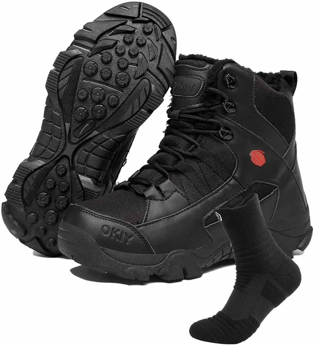 CLSQLXYJZC Waterproof Men's Military Tactical Boots, Comfortable Durable Army Combat Boots with Sports Socks Lightweight Work Boots for Men Combat Desert Boots