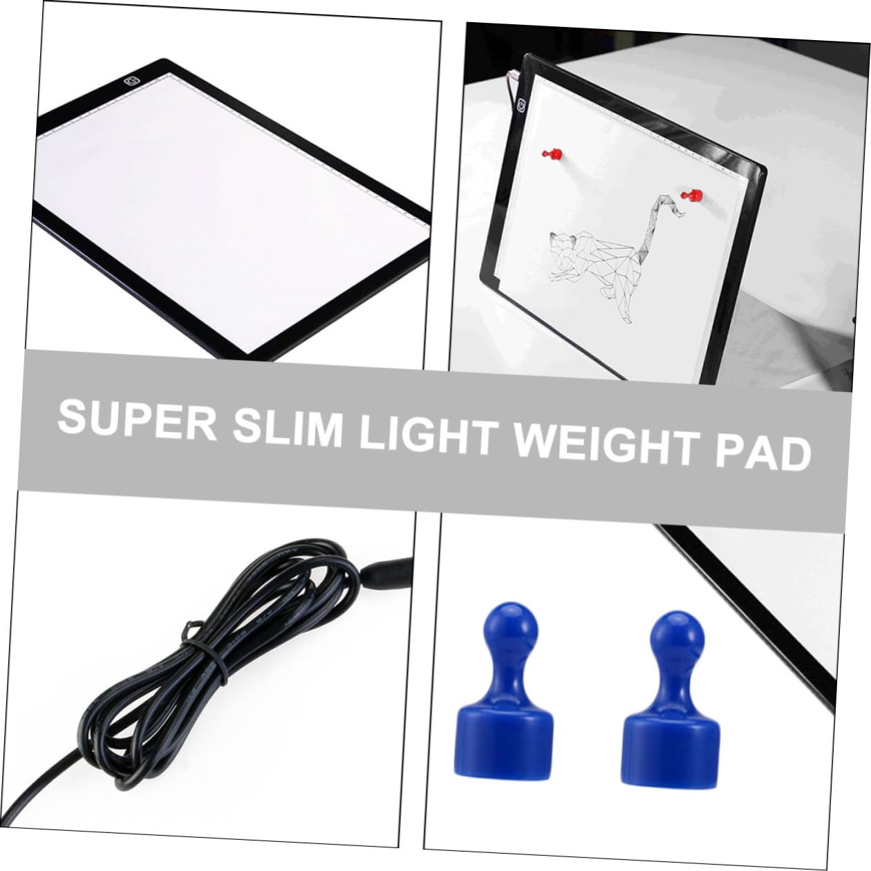 Healeved Tablette Lumineuse A4 avec Règle Intégrée, Planche à Dessin LED pour Calque et Croquis, pour Pratique de Peinture et Estampage, Alimentée par USB, Légère et Faible Consommation