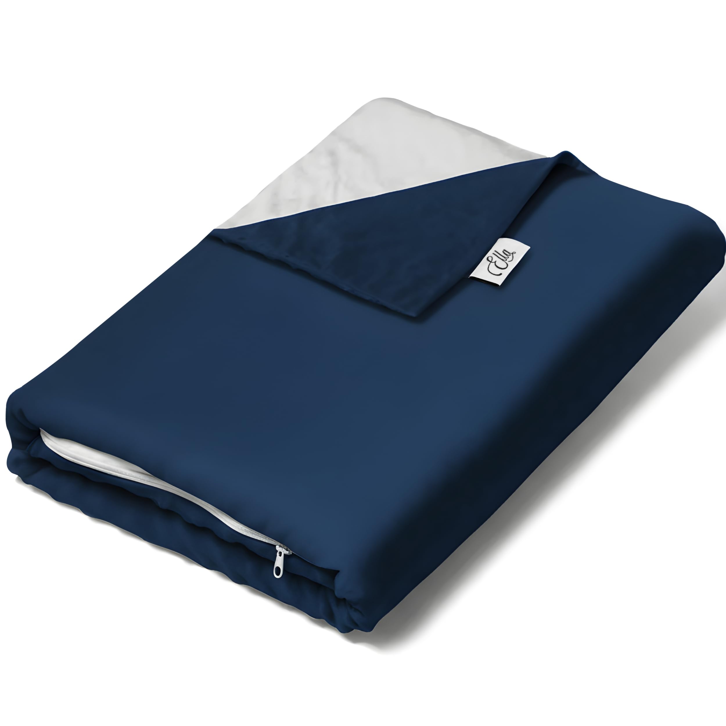 Ella Housse de Couette 150x200 cm pour Couverture Lestée Adulte - 100% Coton - Idéale pour couvertures pondérées de 7 kg et 9 kg - Bleu Marine