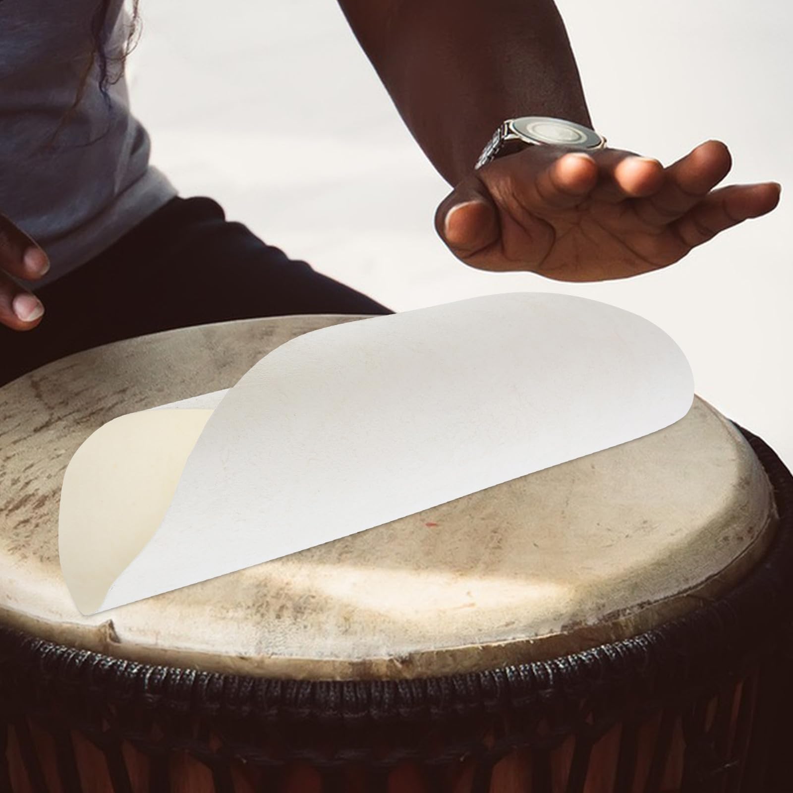 GALPADA Piel de Cabra en Actuaciones Profesionales al Aire Libre Redonda de 45cm Repuesto Fácil de Reemplazo para Djembé Africano para Instrumentos de Percusión