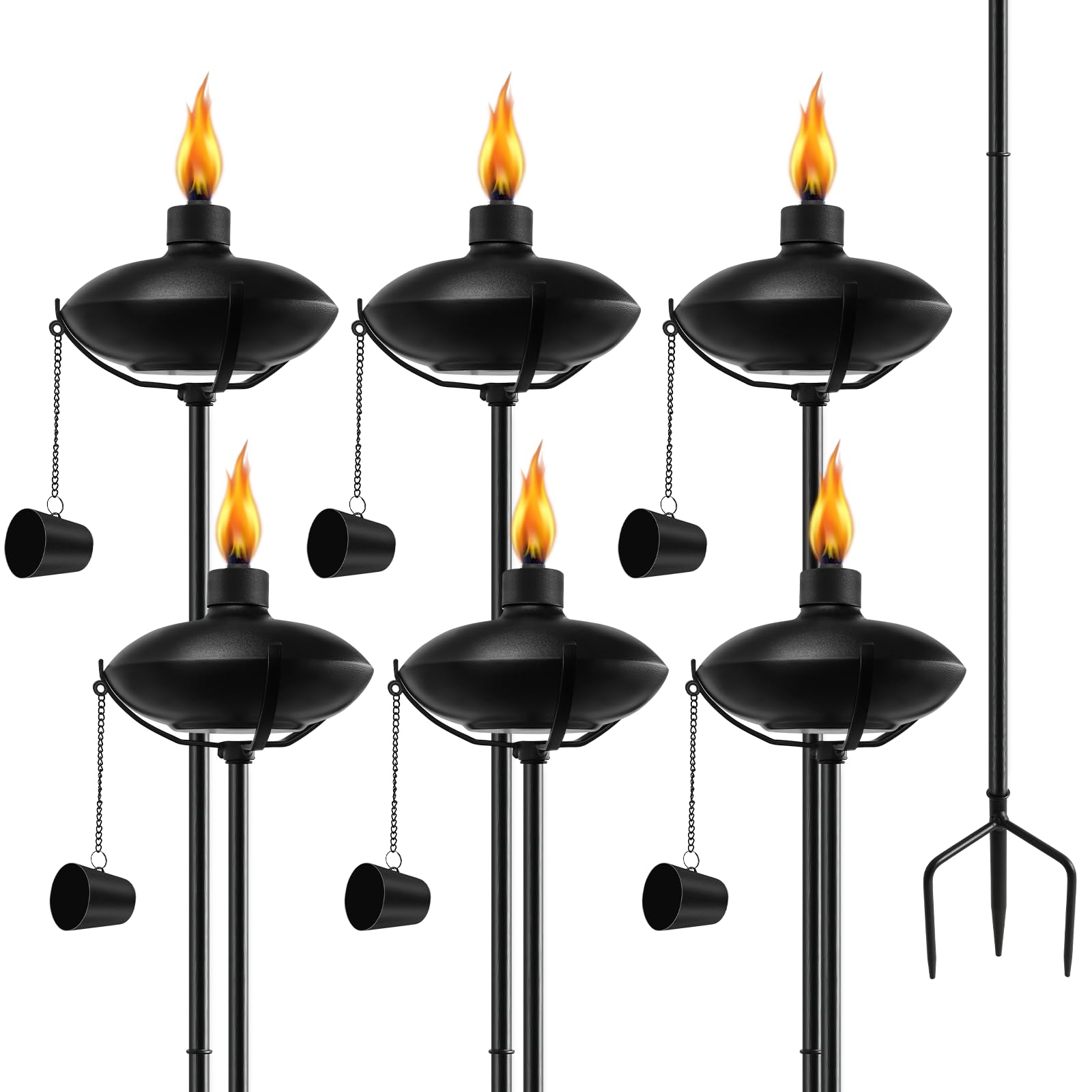 6 Pack Citronella Torches, Outdoor Metal Torch Garden Décor