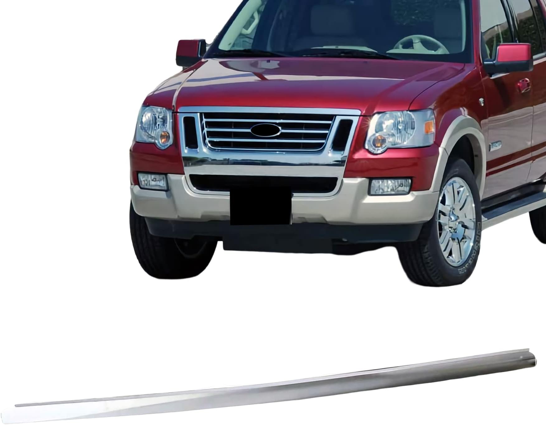 CarPartsDepot Hood Panel Molding Chrome Trim Compatible for 2006-2010 Ford Explorer FO1235105 6L2Z16856AA