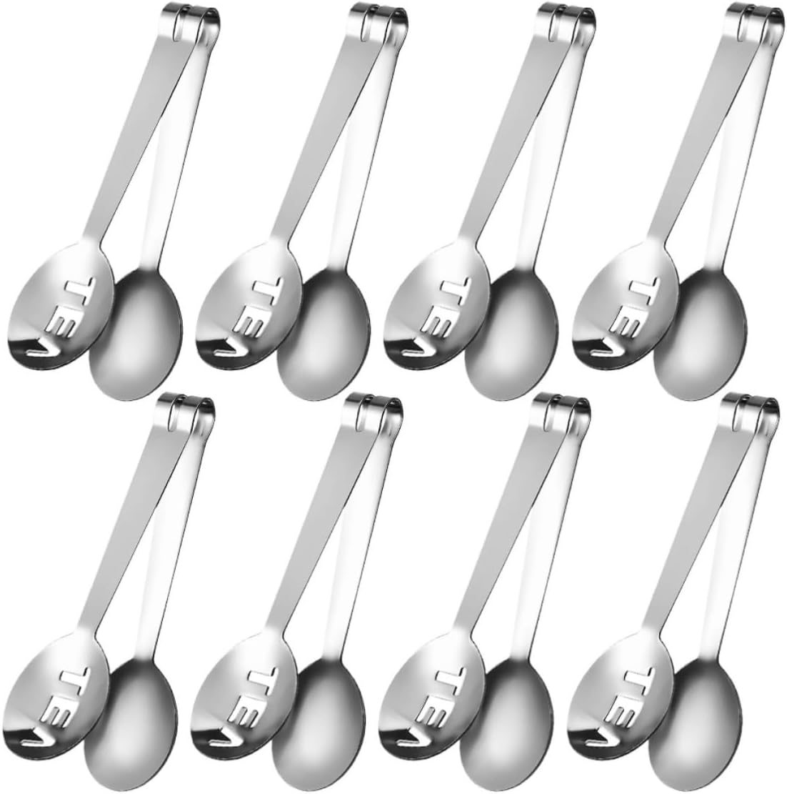 8 Piece Stainless Steel Tea Bag Tongs for Tea Leaves and Ice Cubes