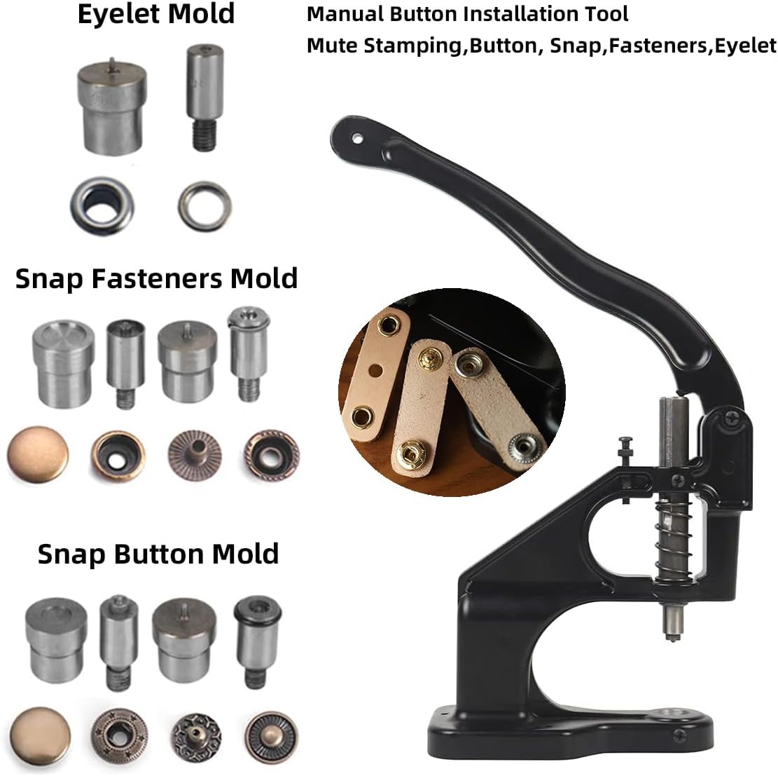 WUTA Hand Press Grommet Snap Fasteners Button Machine for DIY Craft, Banner, Awnings, Signs, Posters, Curtain (Only Machine)