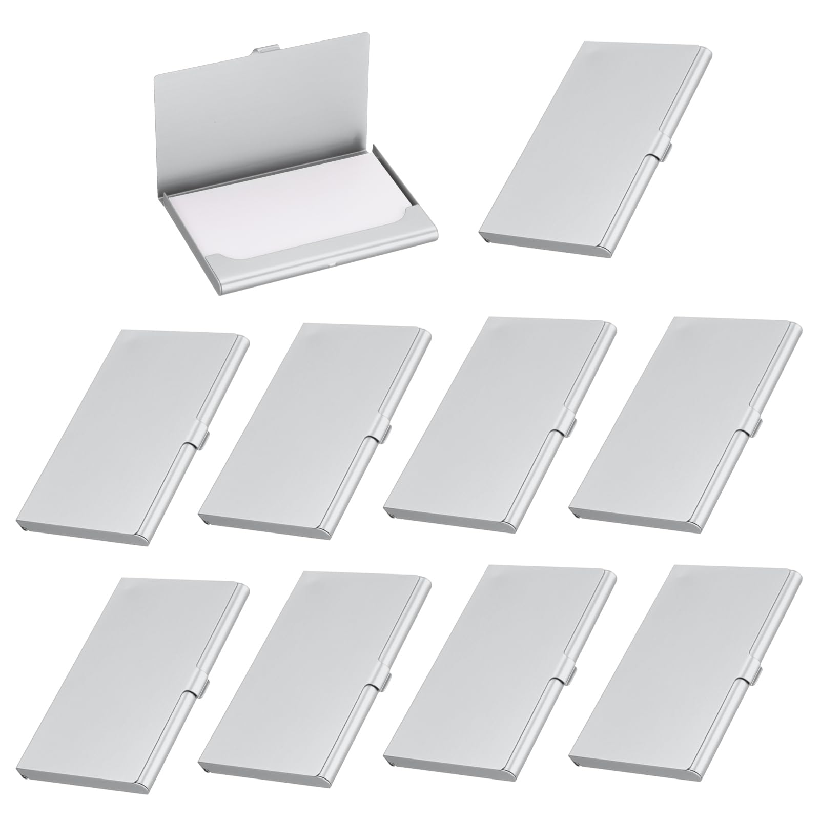 PATIKIL Business Card Holder, 10Pcs Aluminum Metal Card Case Professional Pocket Card Holder for Name Card Credit Card, Silver
