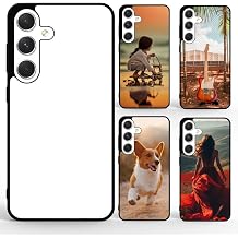 Sublimation Blank Phone Case for Galaxy S24 PlusPack of 5 with Soft Rubber&Printable Aluminum,Anti-Slip,Shockproof,Custom DIY Protective Cover for Women Men Black