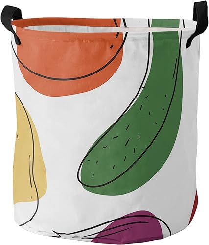 Miniatura 1 de Minimalistic Cartoon Laundry Basket,Collapsible Bag with Easy Carry Handles,Green Yellow Red Purple Abstract Color Blocks Waterproof Foldable