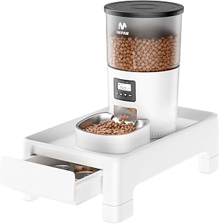 IMIPAW Adjustable Height Raised Pet Feeder Stand with Storage Drawer, Non-Slip Base for Cats, Puppies & Water Fountains