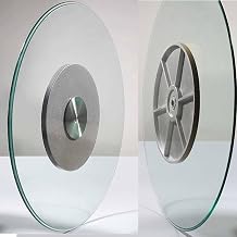 Lazy Susan Tempered Glass Heavy Duty Turntable Round Dining Table Swivel Large Tabletop Serving Plate Transparent Rotating Tray with Silent Bearing Centerpieces  Battery *1 60cm/24in