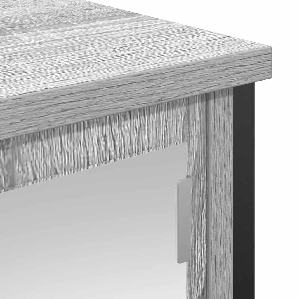Szafka ścienna łazienkowa z lustrem, szara Sonoma, 60 x 21 x 60 cm, materiał drewnopochodny, odporna na wilgoć, zajmuje mało miejsca, na artykuły toaletowe i kosmetyki