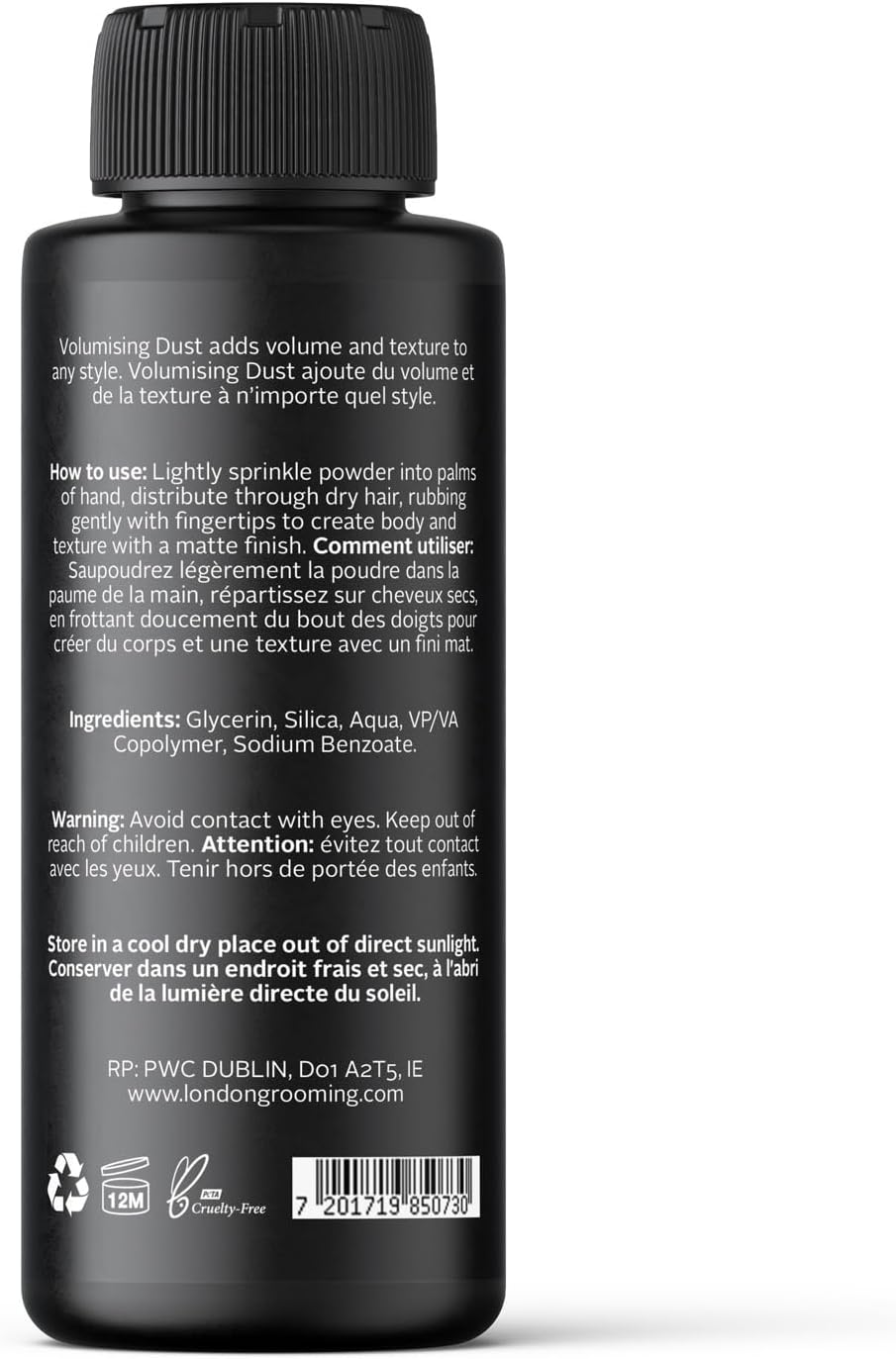 The London Grooming Company Volumizing Matte Styling Texturizing Hair Powder for Men, 0.7oz (20gm) Shaker Bottle