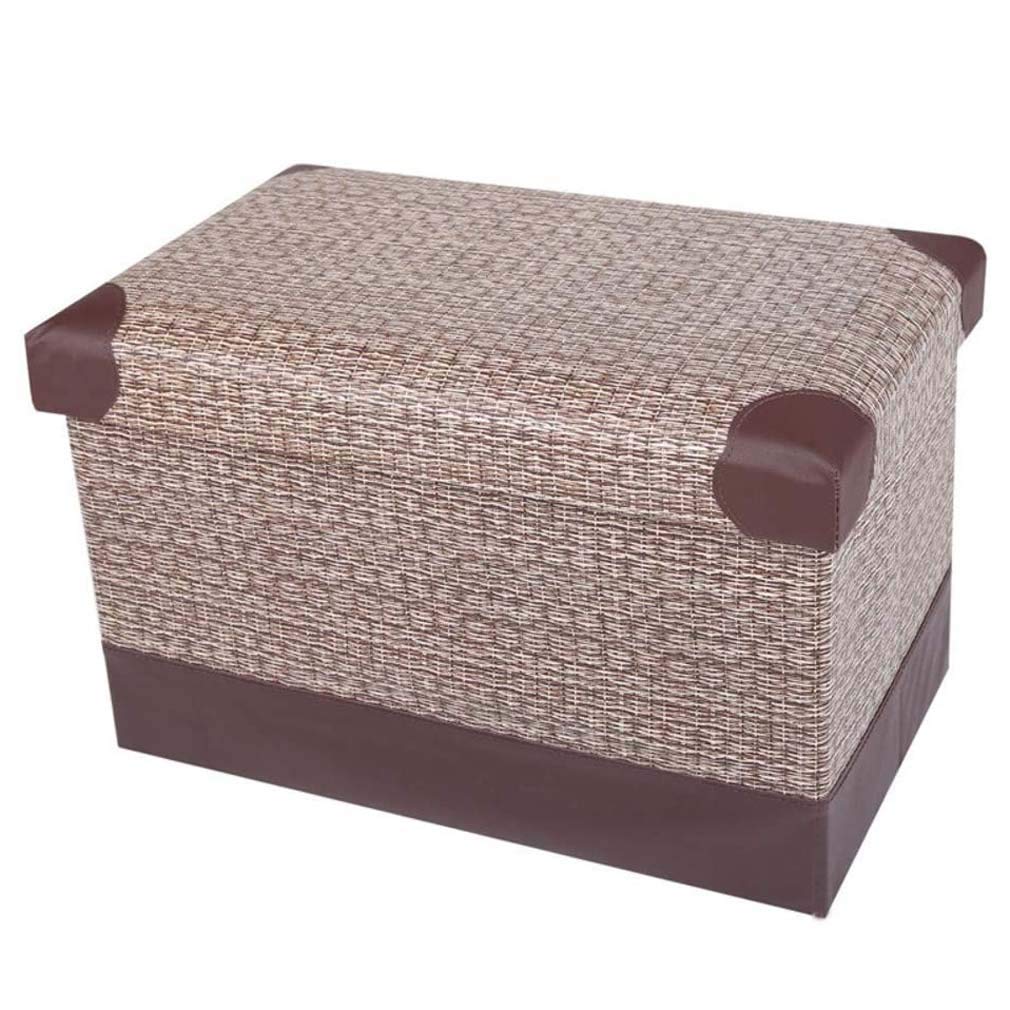 Repose-Pieds rectangulaire avec Rangement en Cuir PU Coffre Pliable 48x31 cm