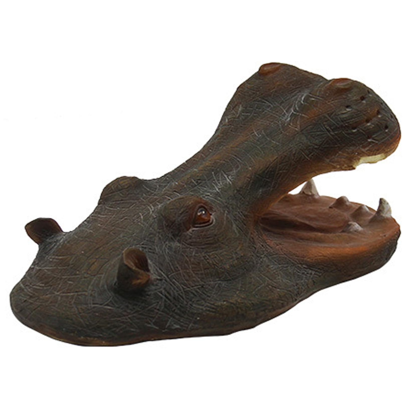 NASSMOSSE Hippo Decor Pond Floating Hippo Head 11.4'' Duck Deterrents for Pools Lifelike Statue, Resin Pool Float Animal Ornament for Pond Decorations Outdoor Style 1