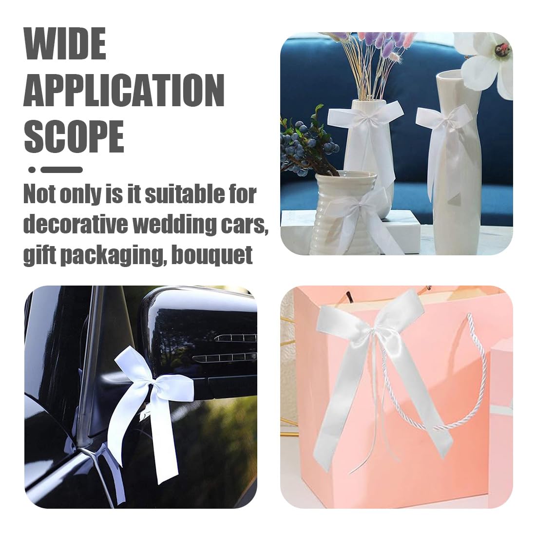 MORSUNBELA Strikdecoratie Kleine Roze Cadeaustrikken Zelfklevende Strikken Satijnen Lint Cadeau voor Valentijnsdag Cadeauverpakking Kerstmis Bruiloft 50 Stuks