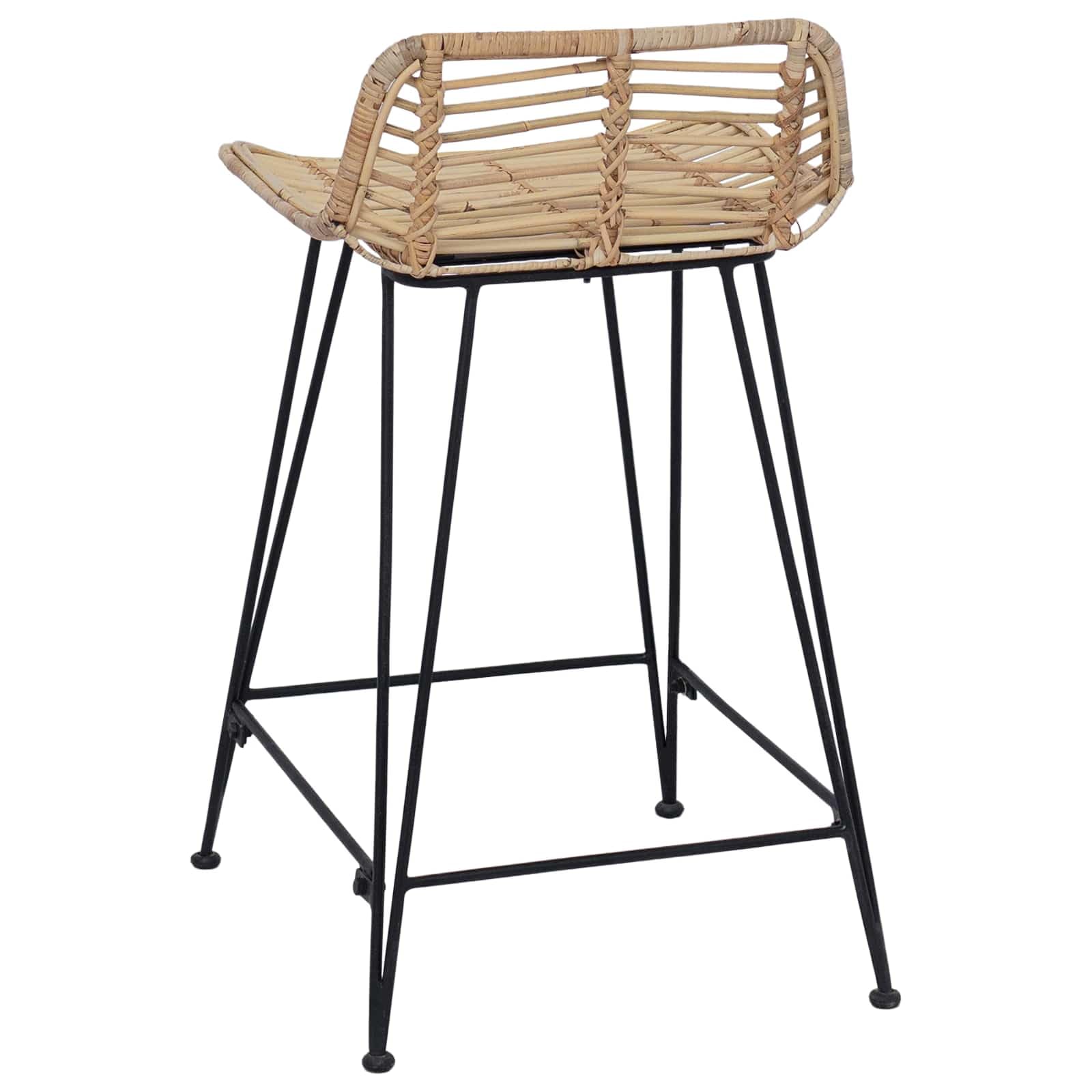 Taburete de Bar 2 uds 44x45x76 cm Ratán y Acero
