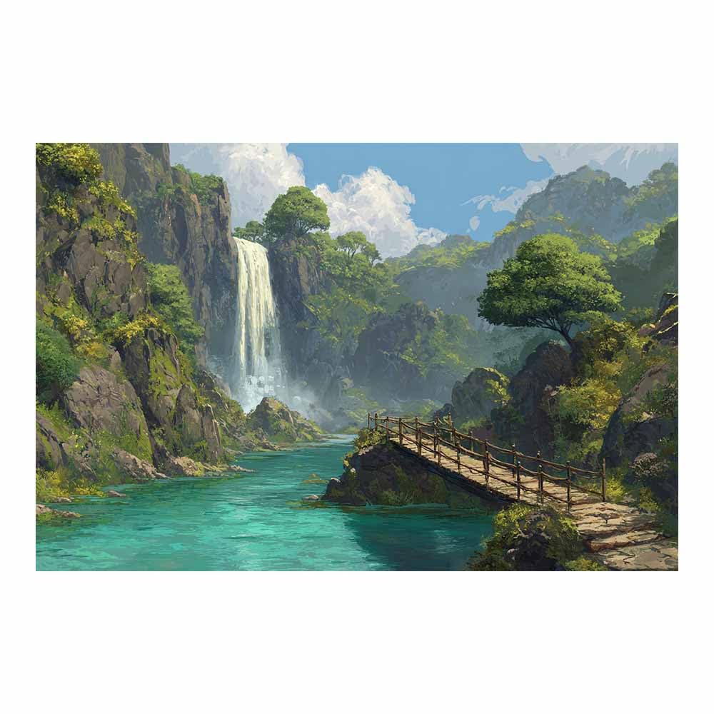 HOQIU Landscape wall art Lushs Jungle Waterfall canvas art, art print, house decor, bedroom wall decor above bed, prints for living room.(Multicolor)-40x60cm Unframed