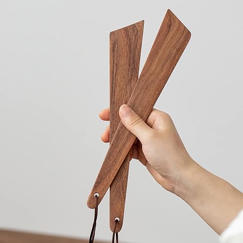 Miniatura 7 de Muso Wood Espátula de madera de acacia de 9.8 pulgadas para cocinar, aleta de madera pequeña, juego de espátulas antiadherentes, espátulas multiusos