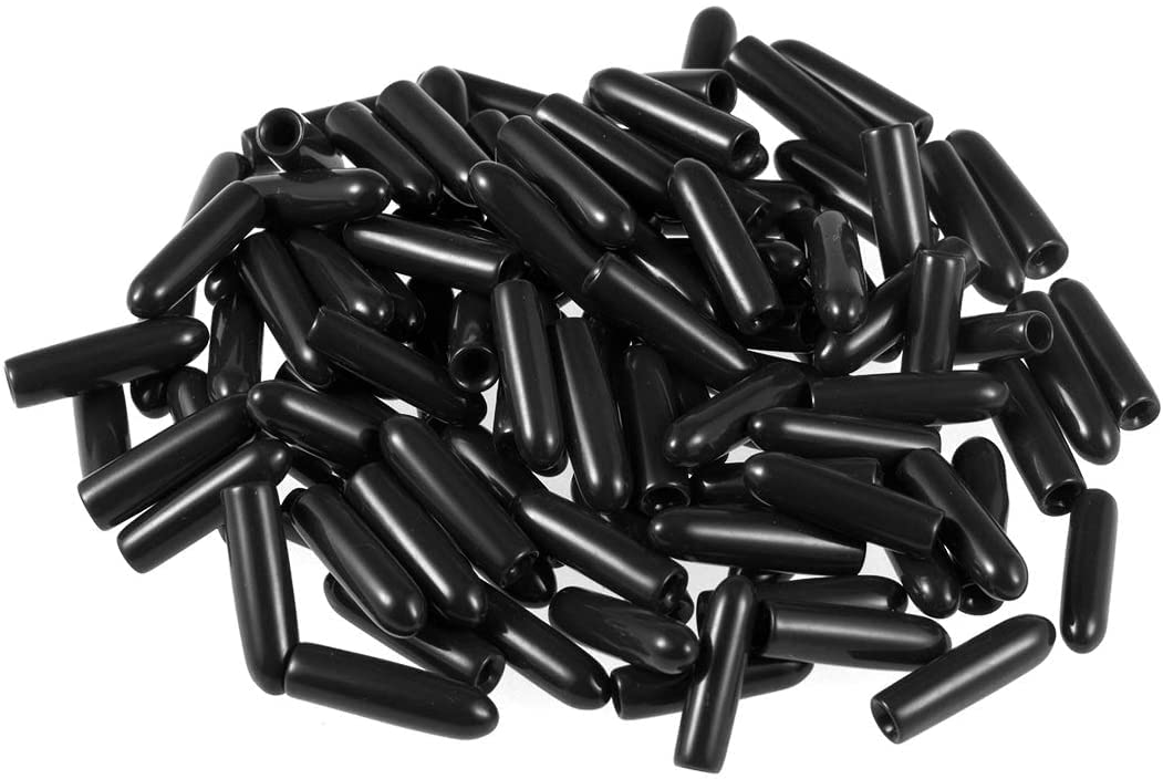 QUARKZMAN 25 Pezzi Tappi Terminali in Gomma 2mm (1/16) ID Coprivite con Tappo Terminale Rotondo in Vinile Protezioni per Filettatura, Nero